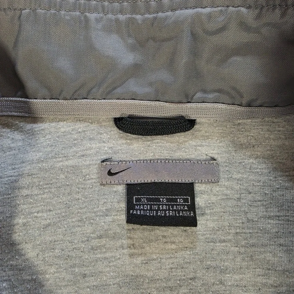 Nike Mens Full Zip Windbreaker Jacket Grey Jersey Lined XL Pocket Logo Vtg 2001